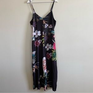 ALLISON New York women’s black floral jumpsuit size M Flare Legs Anthropologie